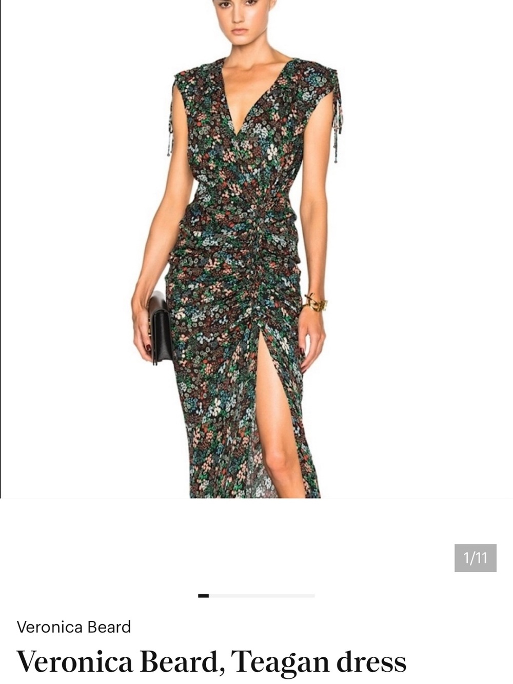 Veronica Beard Black Floral Twist-Detail Maxi Dress